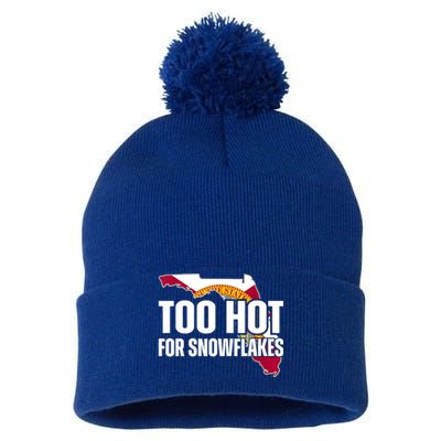 Too Hot For Snowflakes Florida Flag Map State Funny Saying Pom Pom 12in Knit Beanie