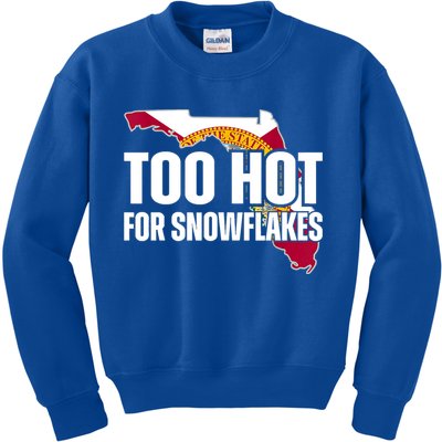 Too Hot For Snowflakes Florida Flag Map State Funny Saying Kids Sweatshirt