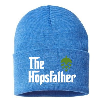 The Hops Father Funny Homebrew Gift For Dad Sustainable Knit Beanie