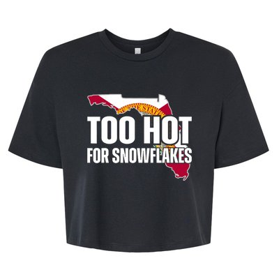 Too Hot For Snowflakes Florida Flag Map State Funny Saying Bella+Canvas Jersey Crop Tee