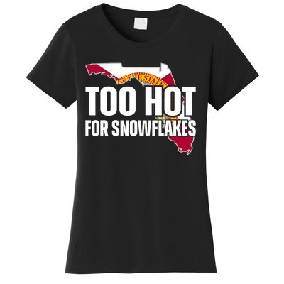 Too Hot For Snowflakes Florida Flag Map State Funny Saying Women's T-Shirt