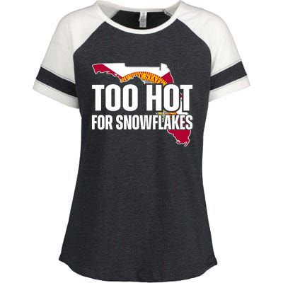 Too Hot For Snowflakes Florida Flag Map State Funny Saying Enza Ladies Jersey Colorblock Tee