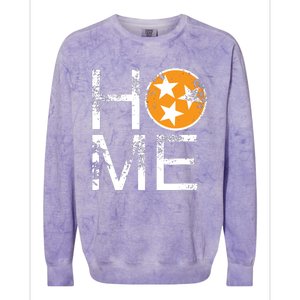 Tennessee Home Flag Orange White Stars Distressed Colorblast Crewneck Sweatshirt