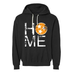 Tennessee Home Flag Orange White Stars Distressed Garment-Dyed Fleece Hoodie