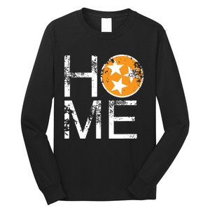 Tennessee Home Flag Orange White Stars Distressed Long Sleeve Shirt