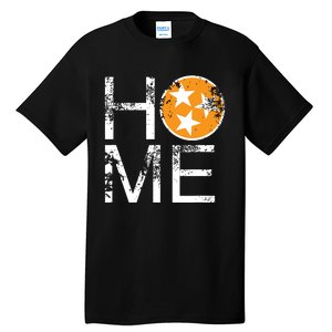 Tennessee Home Flag Orange White Stars Distressed Tall T-Shirt