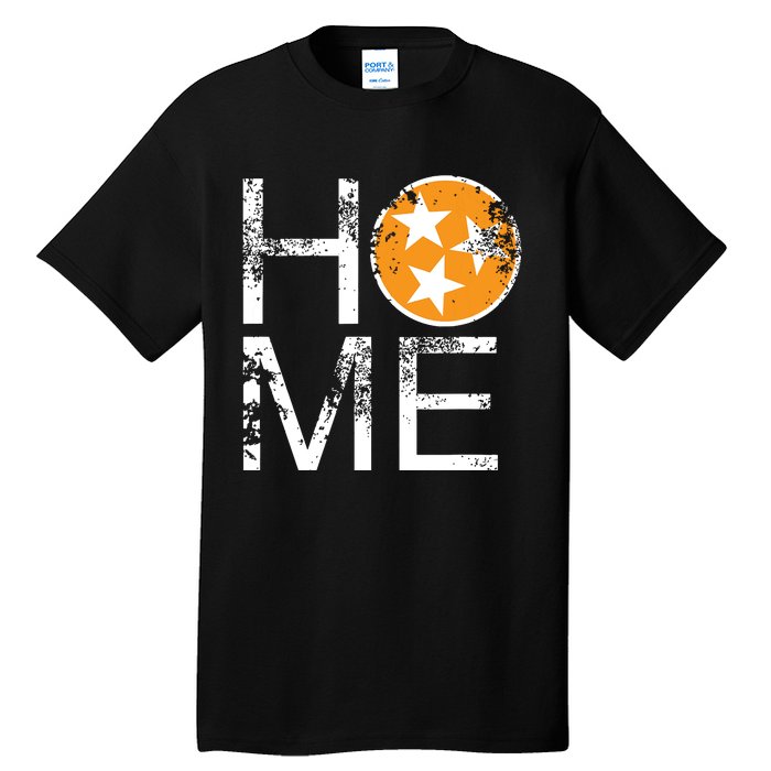 Tennessee Home Flag Orange White Stars Distressed Tall T-Shirt