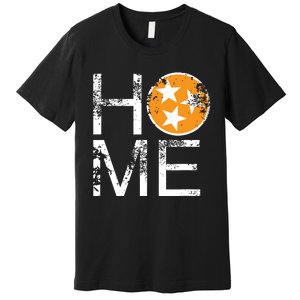 Tennessee Home Flag Orange White Stars Distressed Premium T-Shirt