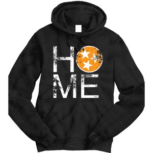 Tennessee Home Flag Orange White Stars Distressed Tie Dye Hoodie