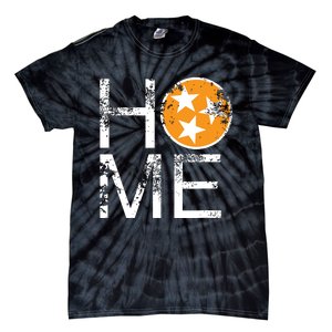 Tennessee Home Flag Orange White Stars Distressed Tie-Dye T-Shirt