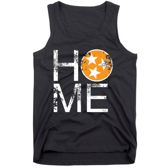 Tennessee Home Flag Orange White Stars Distressed Tank Top