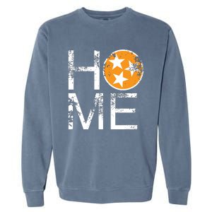 Tennessee Home Flag Orange White Stars Distressed Garment-Dyed Sweatshirt