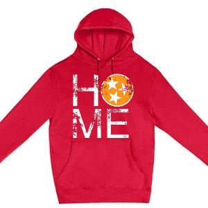 Tennessee Home Flag Orange White Stars Distressed Premium Pullover Hoodie