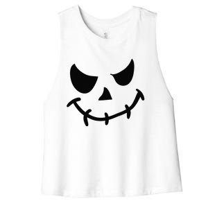 The Haunting Face Of Terror. Halloween Women's Racerback Cropped Tank