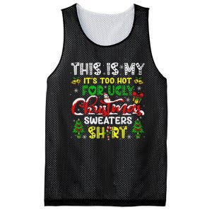 Too Hot For Ugly Christmas Sweater Funny Xmas Women Mesh Reversible Basketball Jersey Tank