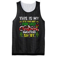 Too Hot For Ugly Christmas Sweater Funny Xmas Women Mesh Reversible Basketball Jersey Tank