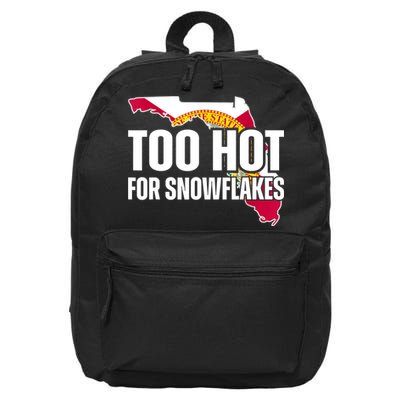 Too Hot For Snowflakes Florida Flag Map State Funny Saying 16 in Basic Backpack