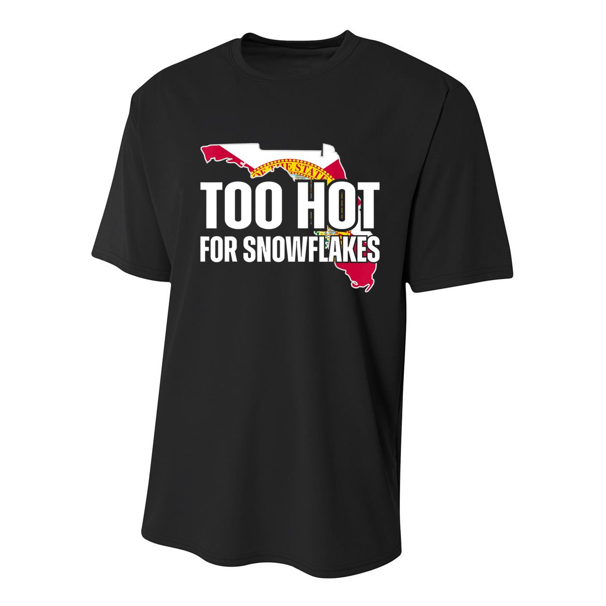 Too Hot For Snowflakes Florida Flag Map State Funny Saying Youth Performance Sprint T-Shirt