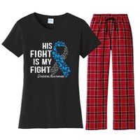 T1D His Fight Is My Fight Type 1 Diabetes Awareness Women's Flannel Pajama Set