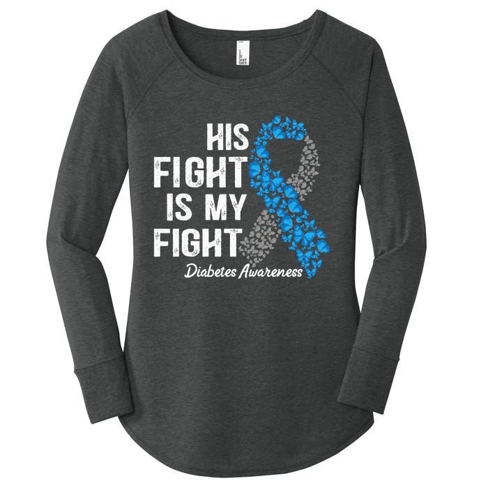 T1D His Fight Is My Fight Type 1 Diabetes Awareness Women's Perfect Tri Tunic Long Sleeve Shirt