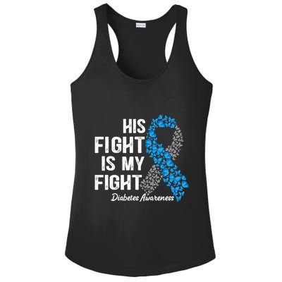 T1D His Fight Is My Fight Type 1 Diabetes Awareness Ladies PosiCharge Competitor Racerback Tank