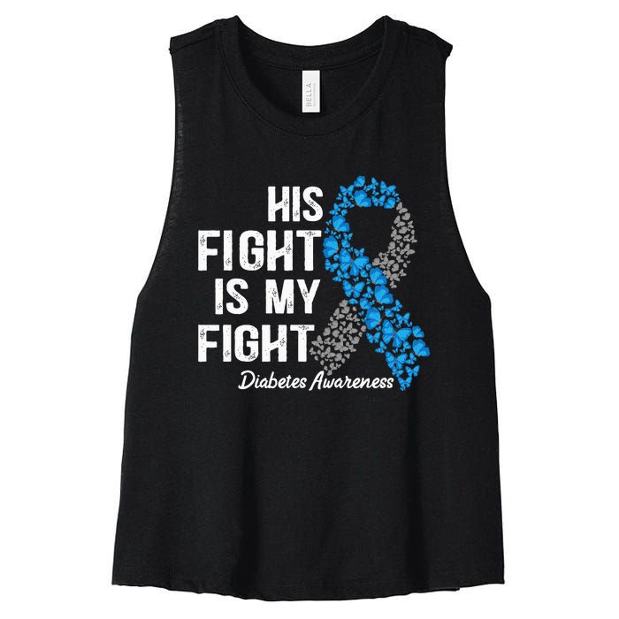 T1D His Fight Is My Fight Type 1 Diabetes Awareness Women's Racerback Cropped Tank