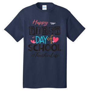 Teacher Happy First Day Of School Cute Women Back To School Tall T-Shirt