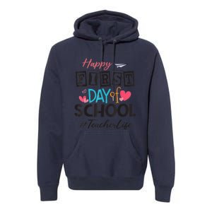 Teacher Happy First Day Of School Cute Women Back To School Premium Hoodie