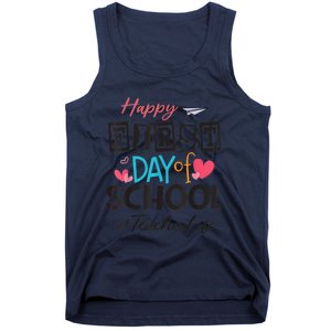 Teacher Happy First Day Of School Cute Women Back To School Tank Top