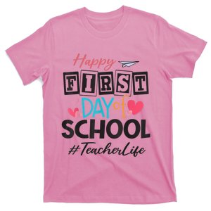 Teacher Happy First Day Of School Cute Women Back To School T-Shirt