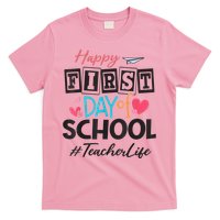 Teacher Happy First Day Of School Cute Women Back To School T-Shirt