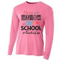 Teacher Happy First Day Of School Cute Women Back To School Cooling Performance Long Sleeve Crew