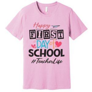 Teacher Happy First Day Of School Cute Women Back To School Premium T-Shirt