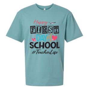 Teacher Happy First Day Of School Cute Women Back To School Sueded Cloud Jersey T-Shirt