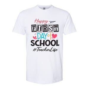 Teacher Happy First Day Of School Cute Women Back To School Softstyle CVC T-Shirt