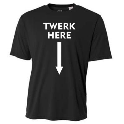 Twerk Here Funny Arrow Down Cooling Performance Crew T-Shirt