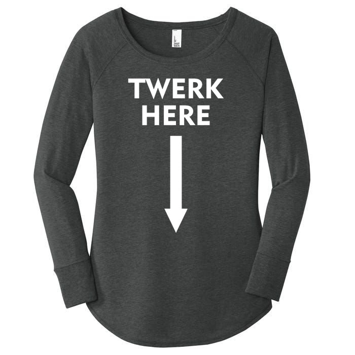 Twerk Here Funny Arrow Down Women's Perfect Tri Tunic Long Sleeve Shirt