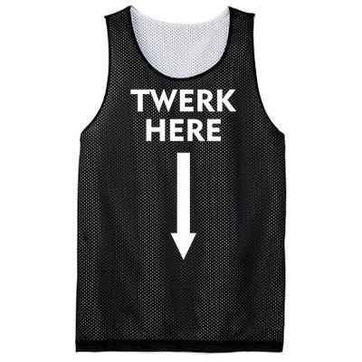 Twerk Here Funny Arrow Down Mesh Reversible Basketball Jersey Tank