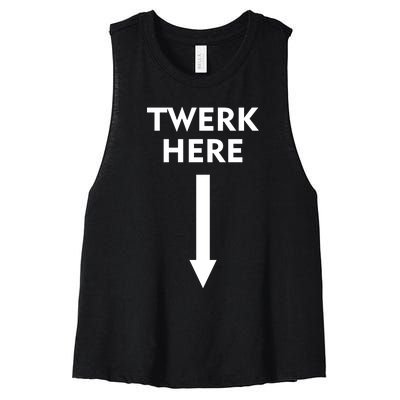 Twerk Here Funny Arrow Down Women's Racerback Cropped Tank