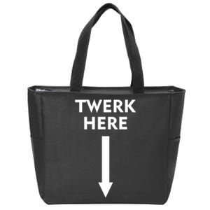 Twerk Here Funny Arrow Down Zip Tote Bag