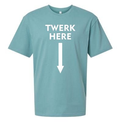 Twerk Here Funny Arrow Down Sueded Cloud Jersey T-Shirt