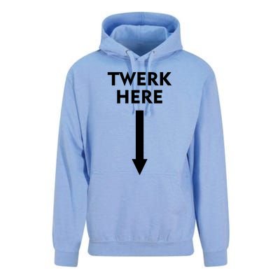 Twerk Here Funny Arrow Down Unisex Surf Hoodie