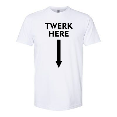 Twerk Here Funny Arrow Down Softstyle® CVC T-Shirt