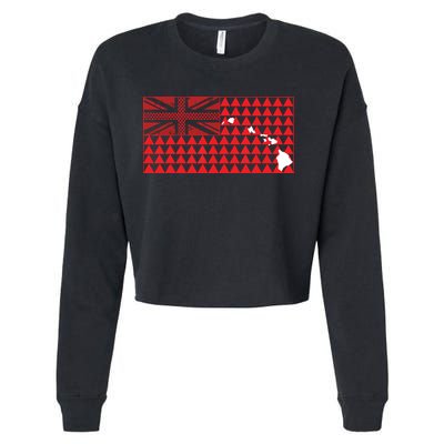 Tribal Hawaiian Flag State Of Hawaii Cropped Pullover Crew