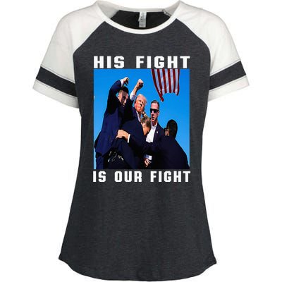 Trump His Fight Is Our Fight Enza Ladies Jersey Colorblock Tee