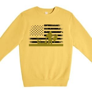 Turkey Hunter Fun Turkey Hunting Patriotic Usa Flag Cute Gift Premium Crewneck Sweatshirt