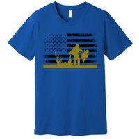 Turkey Hunter Fun Turkey Hunting Patriotic Usa Flag Cute Gift Premium T-Shirt