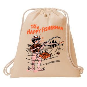 The Happy Fisherman Happiest Fish Funny BJ Drawstring Bag