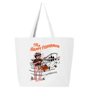 The Happy Fisherman Happiest Fish Funny BJ 25L Jumbo Tote