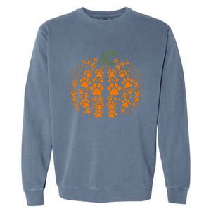 Thanksgiving Halloween Fall Cute Paws Pumpkin Pet Lovers Garment-Dyed Sweatshirt